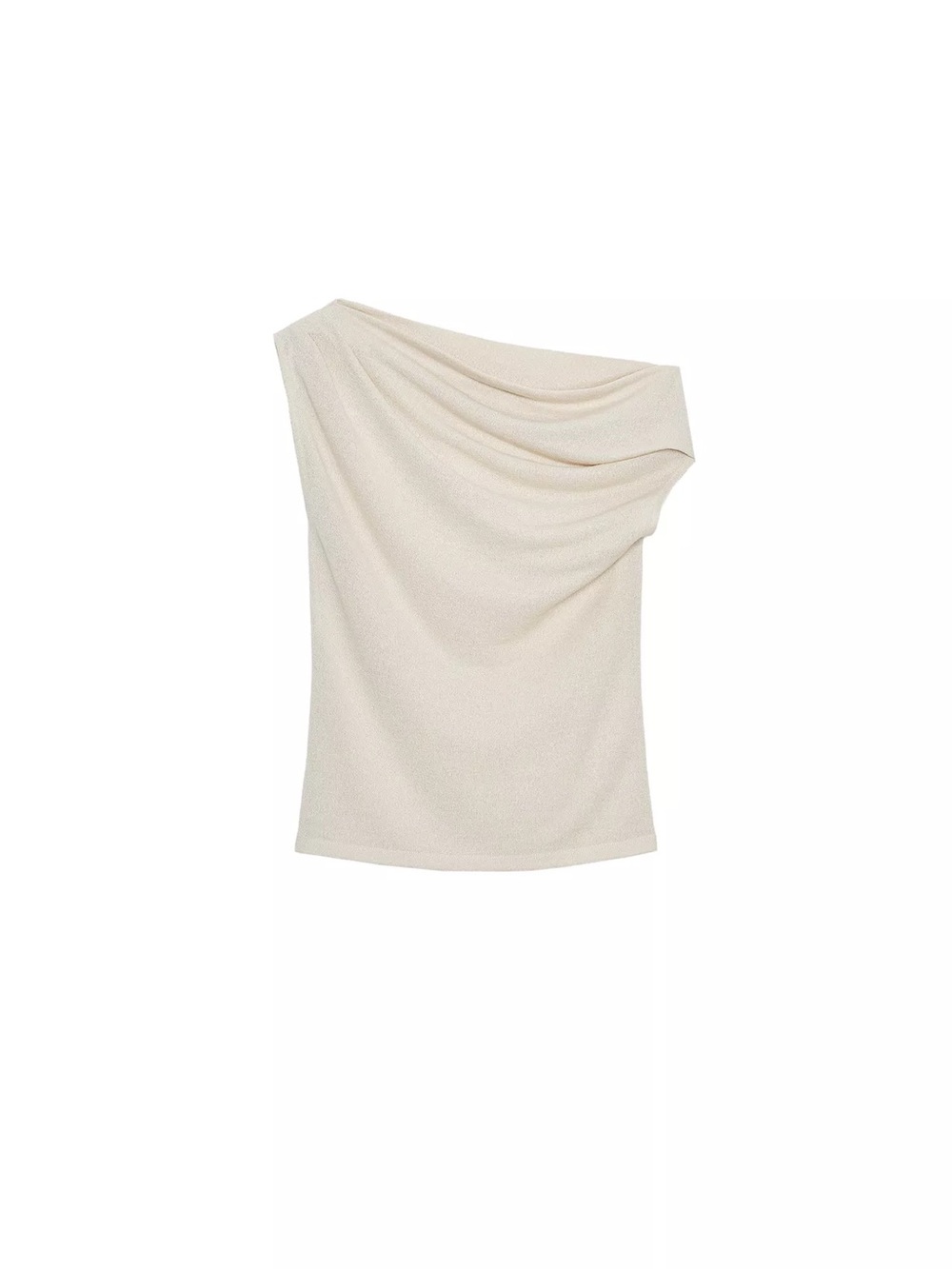 Zara ASYMETRIC cut out Cream Draped Cowl-Neck Sleeveless Top. NWT